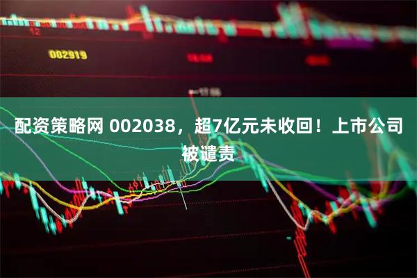 配资策略网 002038，超7亿元未收回！上市公司被谴责